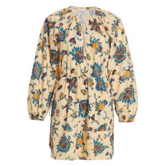 💕A.L.C.💕 Myra Paisley Long Sleeve Shift Dress ~ Apricot Abstract Floral 2 - Picture 10 of 16